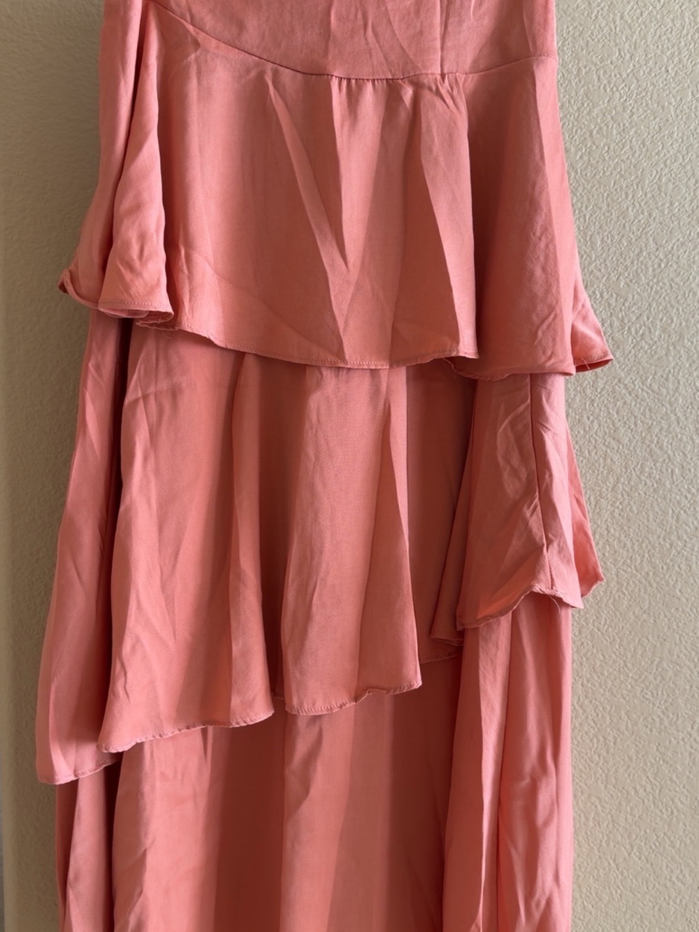 NWT DO+BE Coral Pink Tiered Ruffle Midi Maxi Skirt Size S Boho